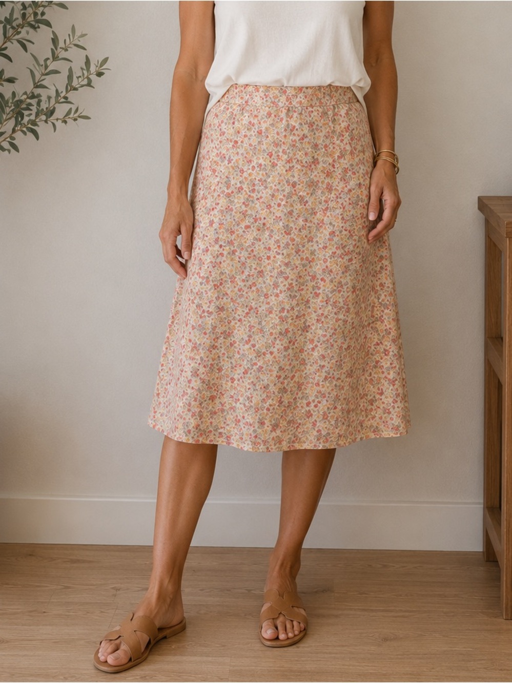 Jones & Co. 100% Silk Floral Midi Skirt | Size 10